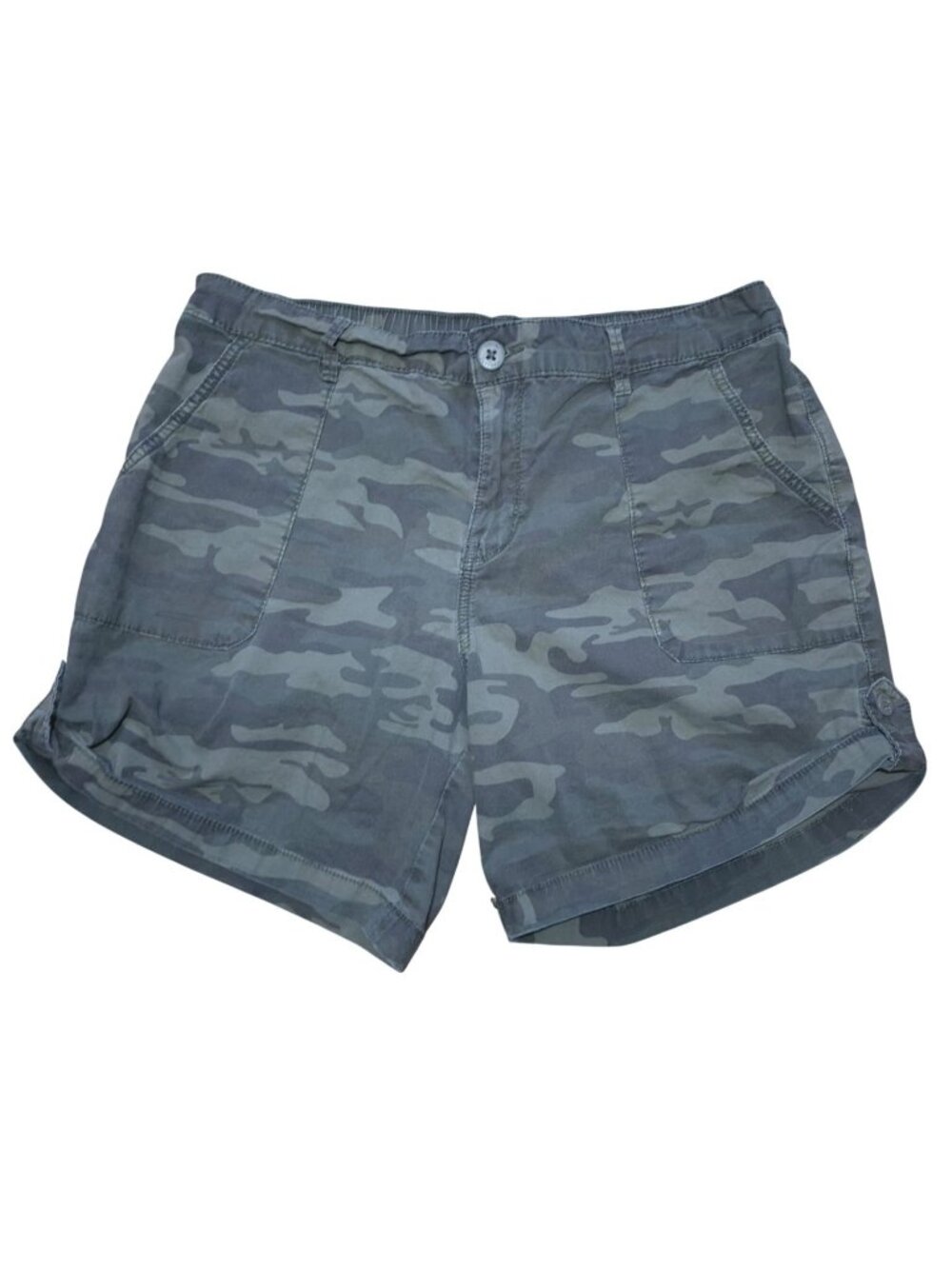 Social Standard by Sanctuary Camo Stretch Shorts Women's L Green Cotton Blend